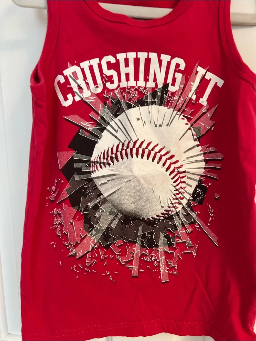 Boys The Children's Place Red 'Crushing It' Baseball Graphic Tank